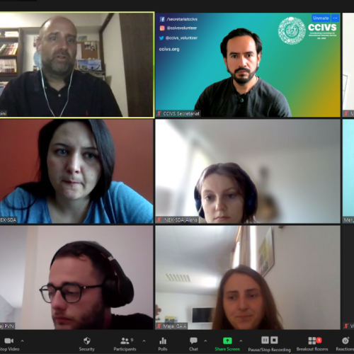 Screenshot of a virtual meeting with six participants, featuring the CCIVS logo in the top right corner